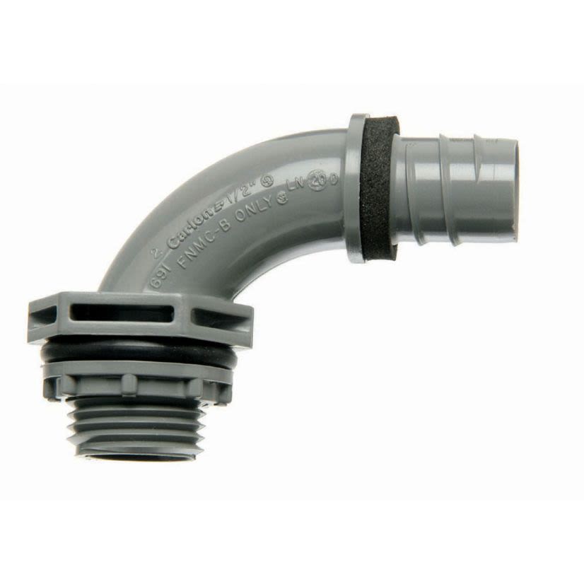 Carlon LN20EA Conduit Connector, 3/4 in Trade, 90 deg, PVC